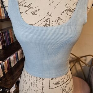 Light Blue Ribbed Women's Top